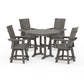 POLYWOOD 5-Piece Modern Swivel Counter Set — Driftwood