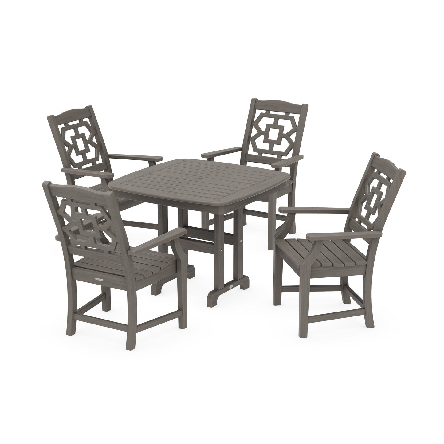 POLYWOOD Chinoiserie 5-Piece Dining Set — Driftwood