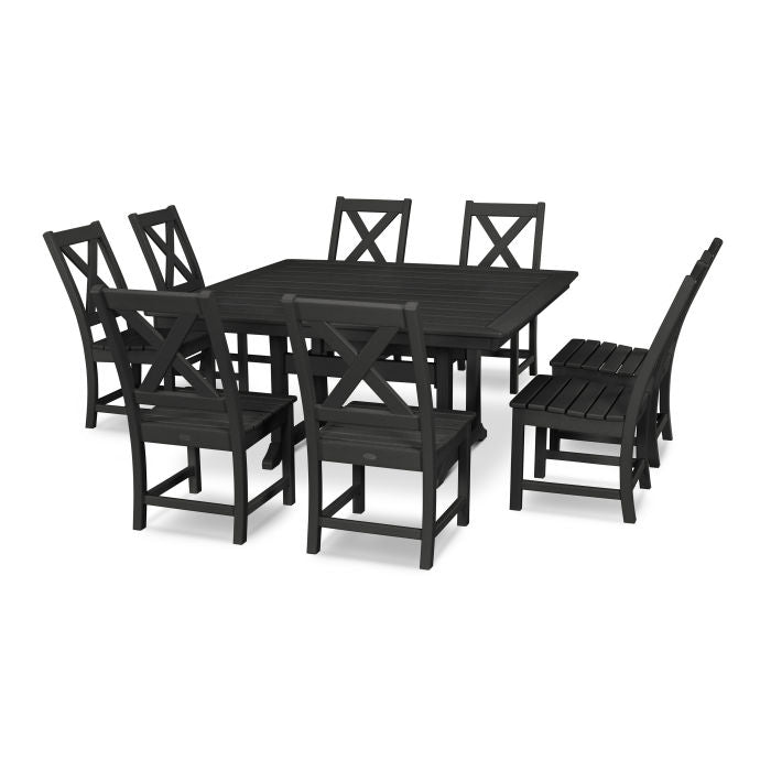 POLYWOOD Braxton 9-Piece Nautical Trestle Dining Set FREE SHIPPING