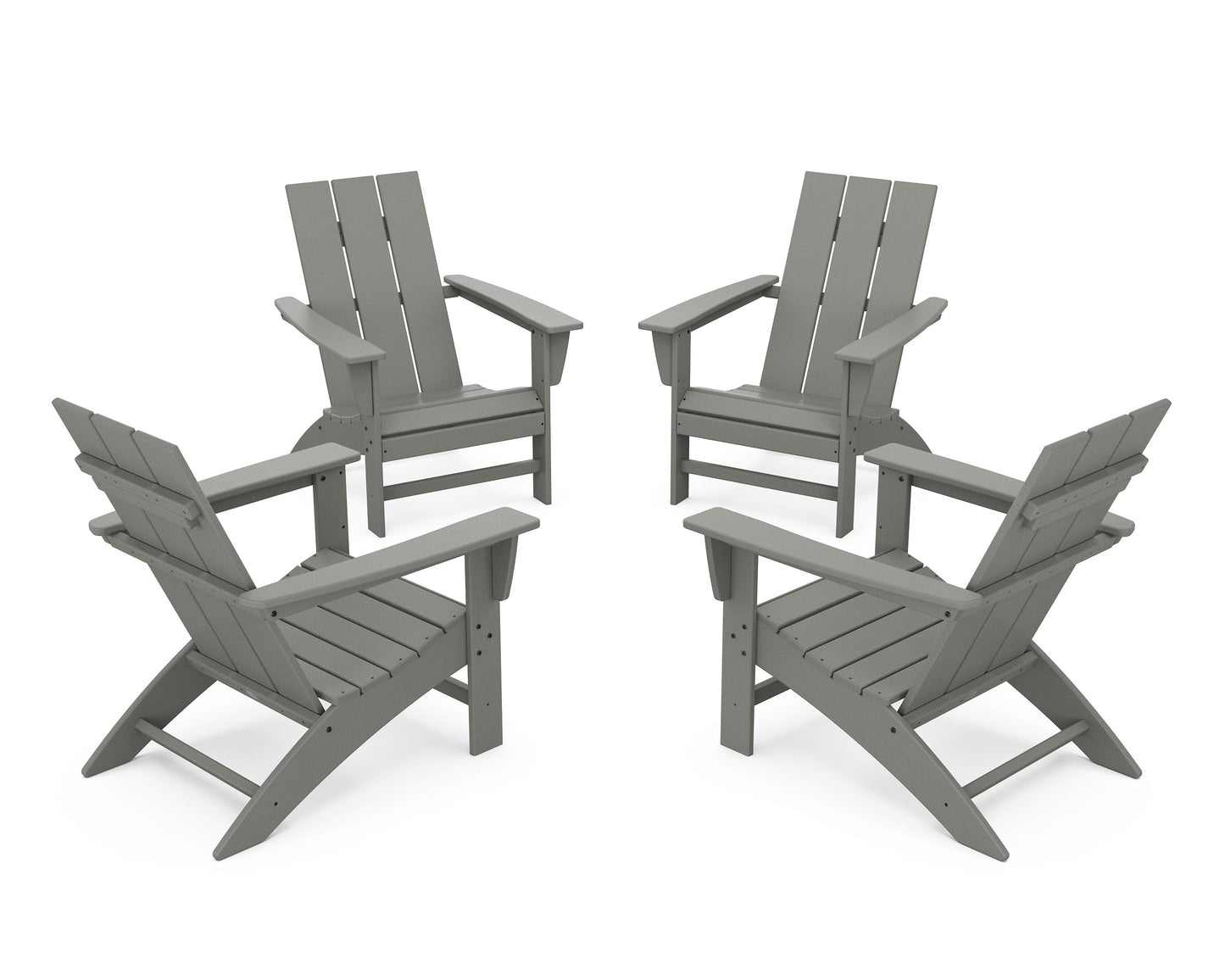 POLYWOOD 4-Piece Modern Adirondack Chair Conversation Set — Slate Grey