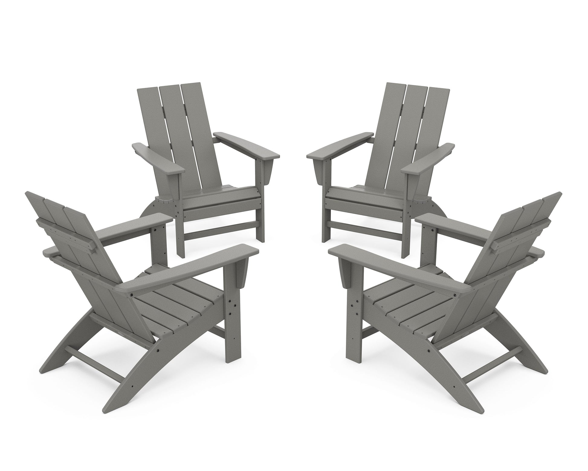 POLYWOOD 4-Piece Modern Adirondack Chair Conversation Set — Slate Grey