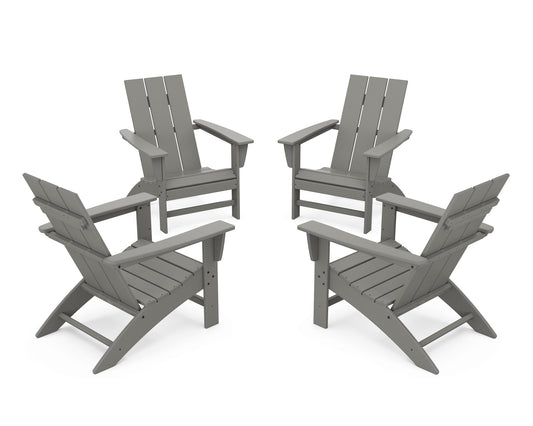 POLYWOOD 4-Piece Modern Adirondack Chair Conversation Set — Slate Grey