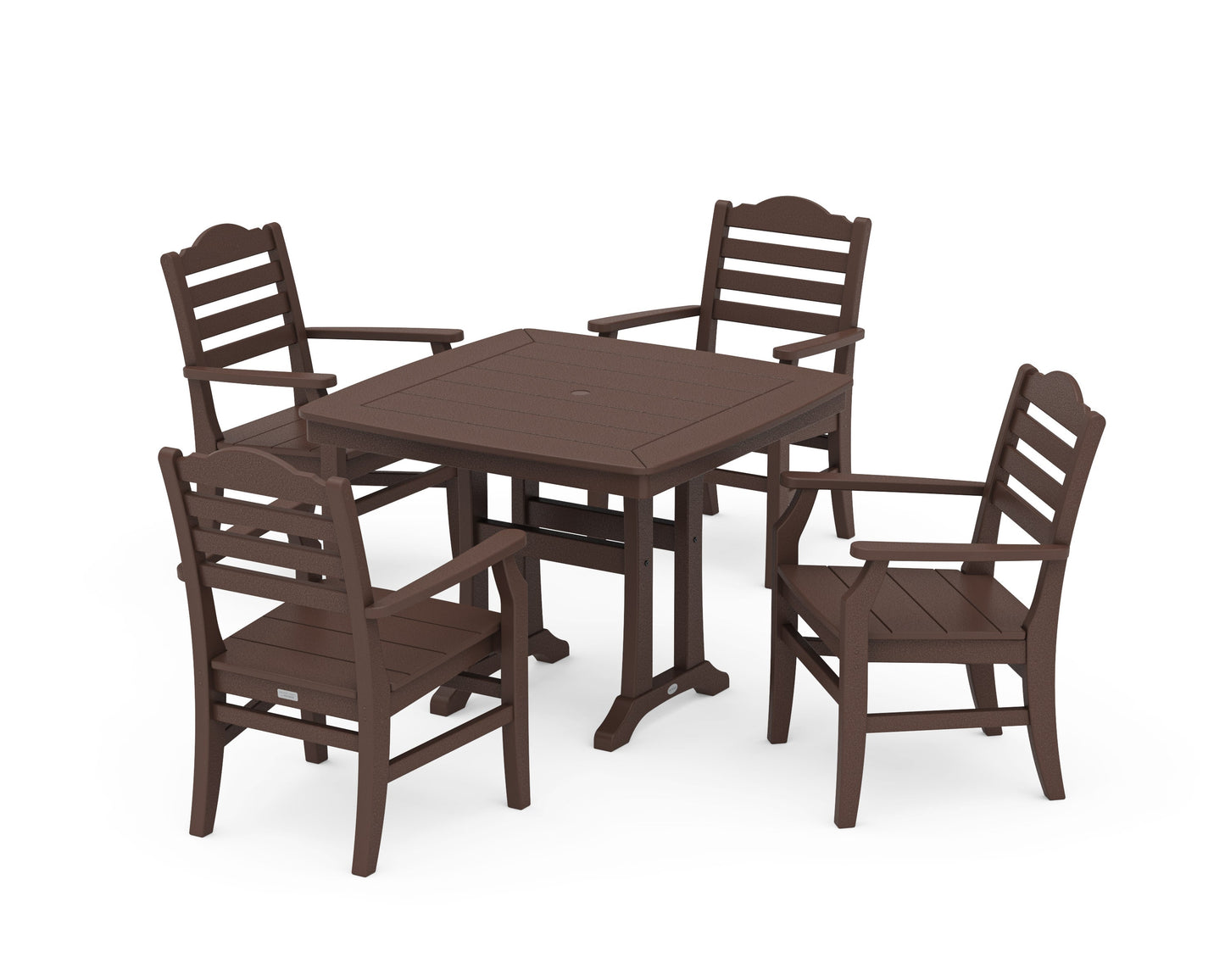 POLYWOOD Savannah 5-Piece Dining Set with Trestle Legs — Mahogany