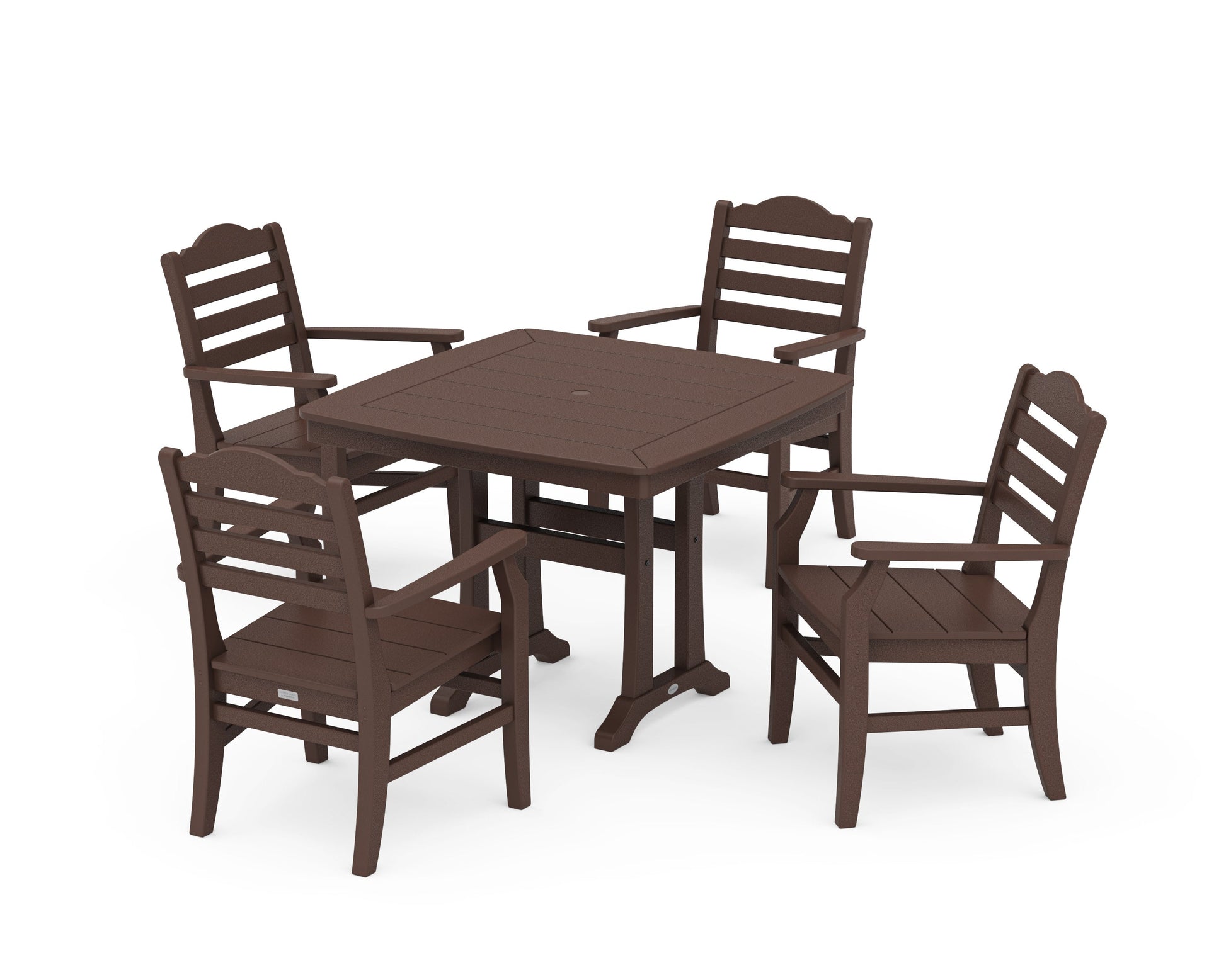 POLYWOOD Savannah 5-Piece Dining Set with Trestle Legs — Mahogany