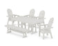 POLYWOOD Vineyard Curveback Adirondack Chair 6-Piece Farmhouse Dining Set with Bench — Vintage White