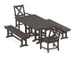 POLYWOOD Braxton 5-Piece Farmhouse Dining Set with Benches — Vintage Coffee