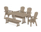POLYWOOD Nautical Curveback Adirondack 6-Piece Dining Set with Trestle Legs and Bench — Vintage Sahara