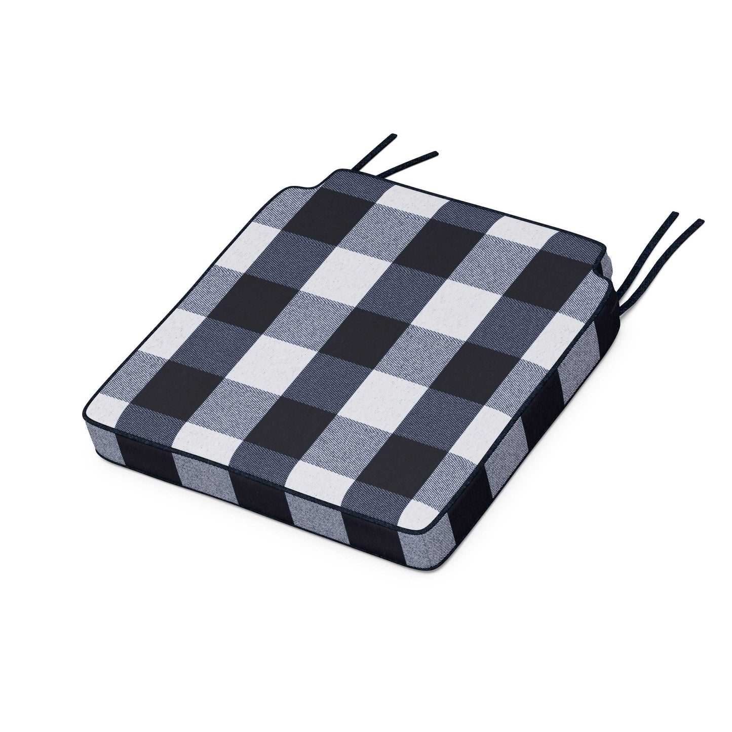 POLYWOOD Acadia Dining Side Seat Cushion — Buffalo Plaid Marine Indigo
