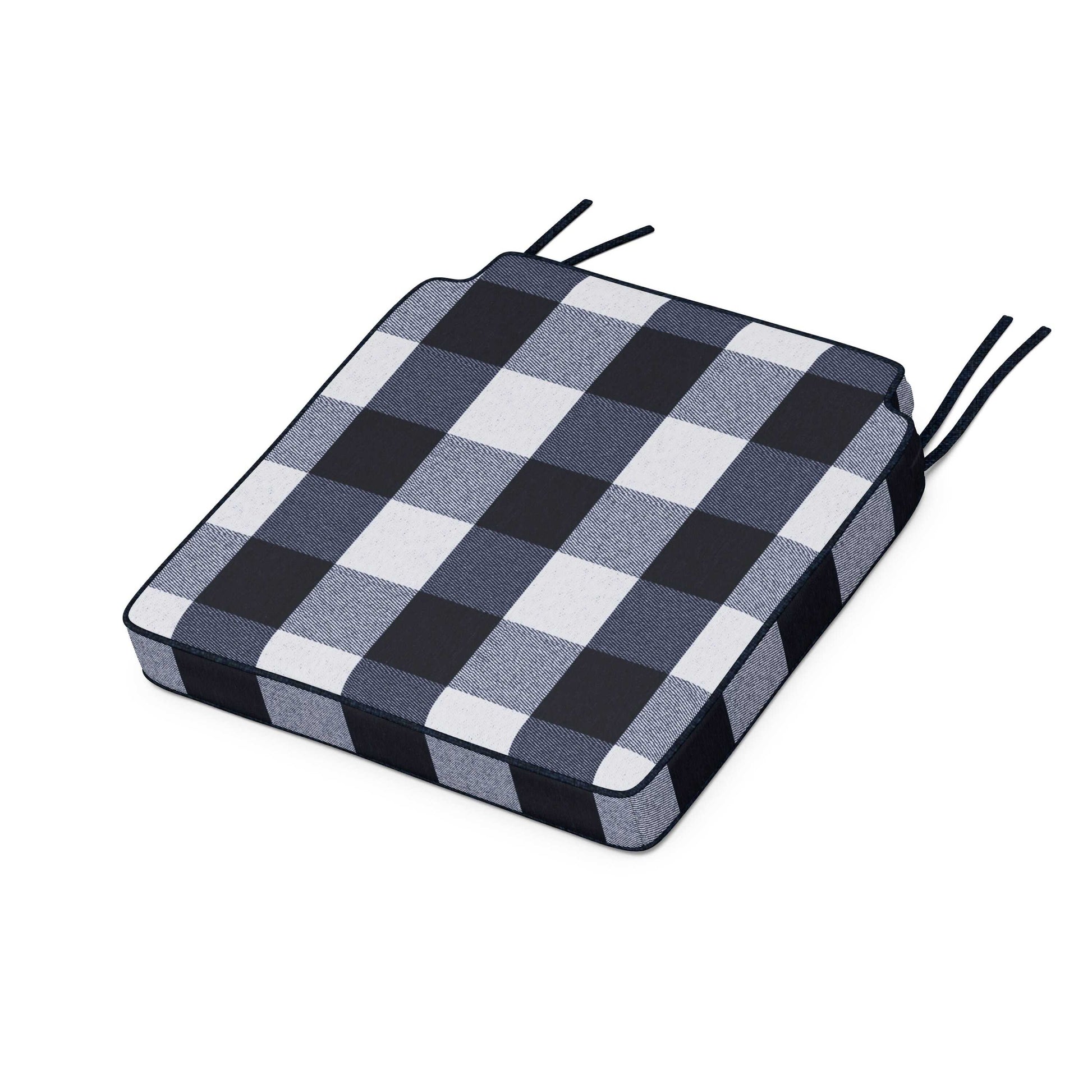 POLYWOOD Acadia Dining Side Seat Cushion — Buffalo Plaid Marine Indigo
