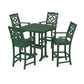 POLYWOOD Chinoiserie 5-Piece Bar Set with Trestle Legs — Green