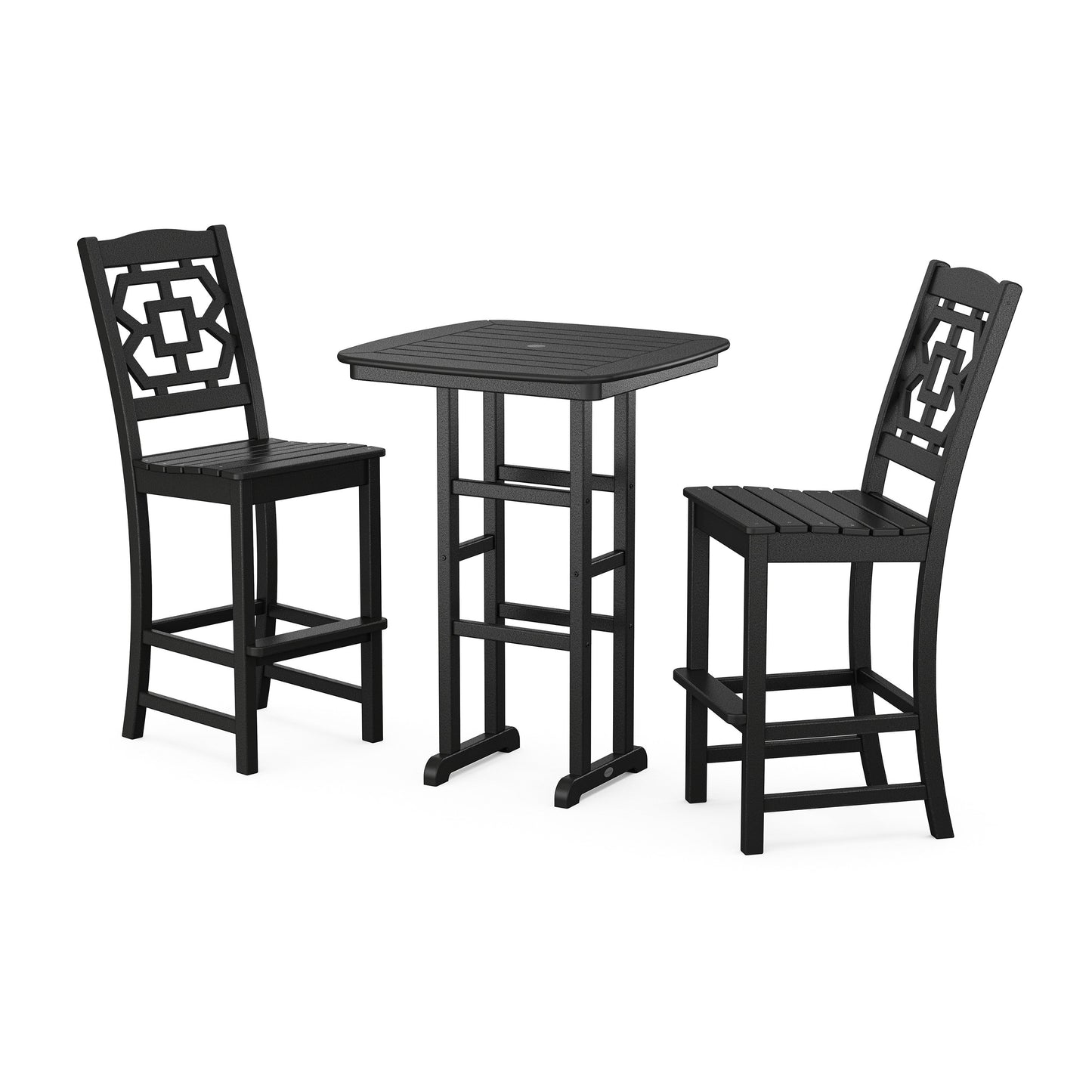 POLYWOOD Chinoiserie 3-Piece Bar Set — Black