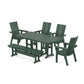 POLYWOOD Modern Curveback Adirondack 6-Piece Farmhouse Dining Set with Bench — Green