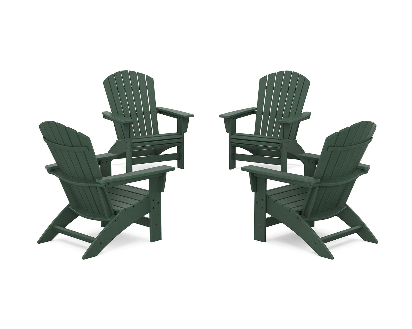 POLYWOOD 4-Piece Nautical Grand Adirondack Chair Conversation Set — Green