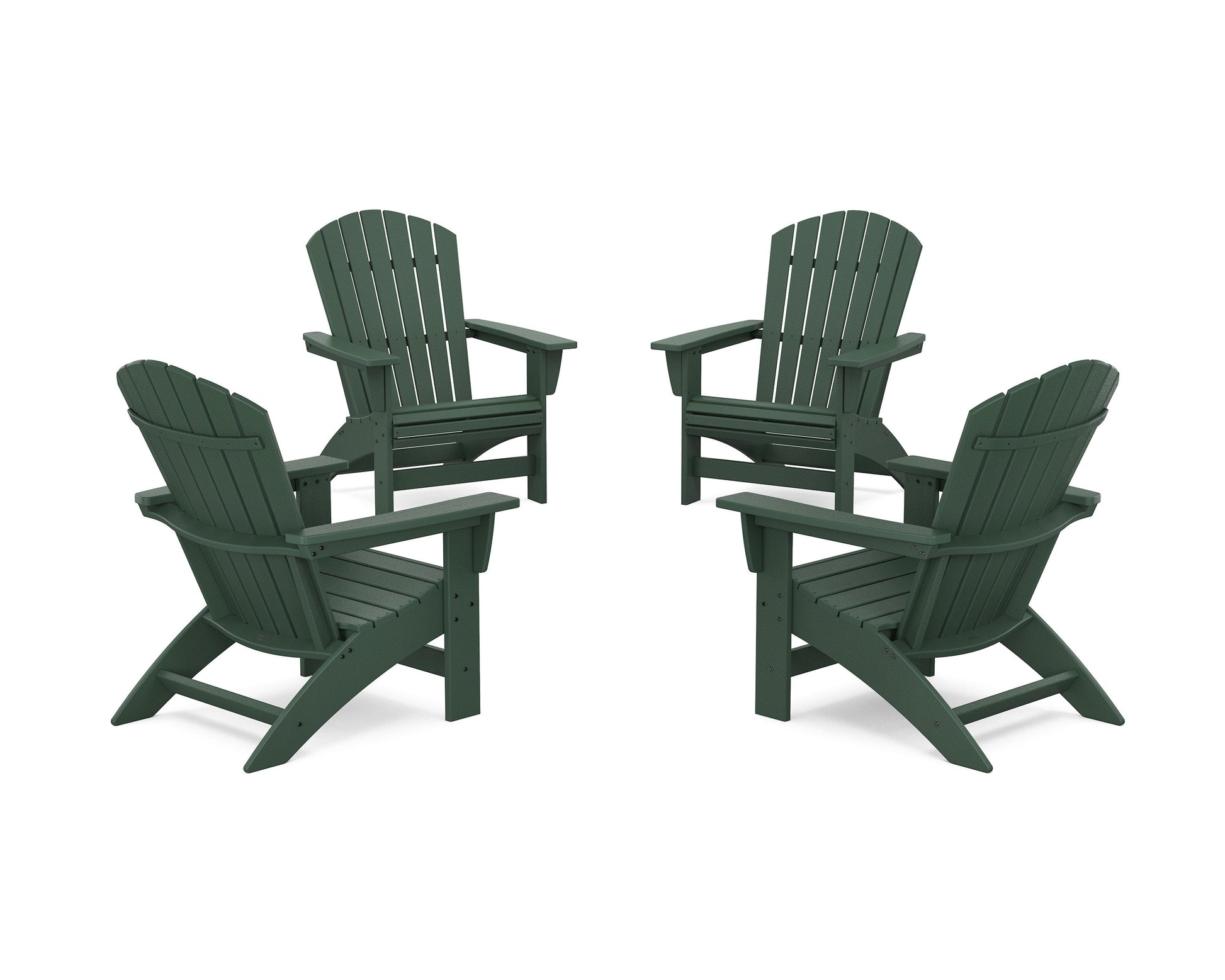 POLYWOOD 4-Piece Nautical Grand Adirondack Chair Conversation Set — Green