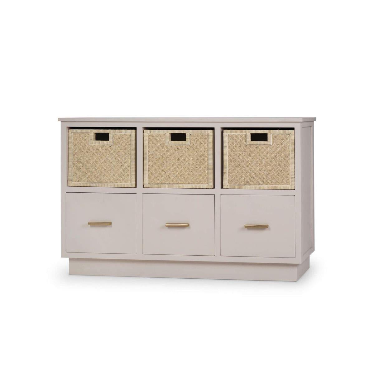 Bramble Dakota Storage Unit with 3 Drawers & Rattan Baskets - supplier example in PUT RNAT