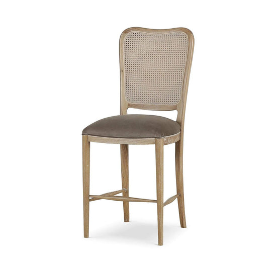 Bramble Laurna Counter Stool with Upholstered Seat & Rattan Back - Teak - supplier example in TWW LL275 RSNB