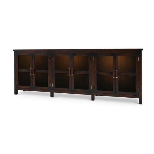 Bramble Madrone 6 Door Sideboard with Glass Shelves with 3 LED - supplier example in VDK