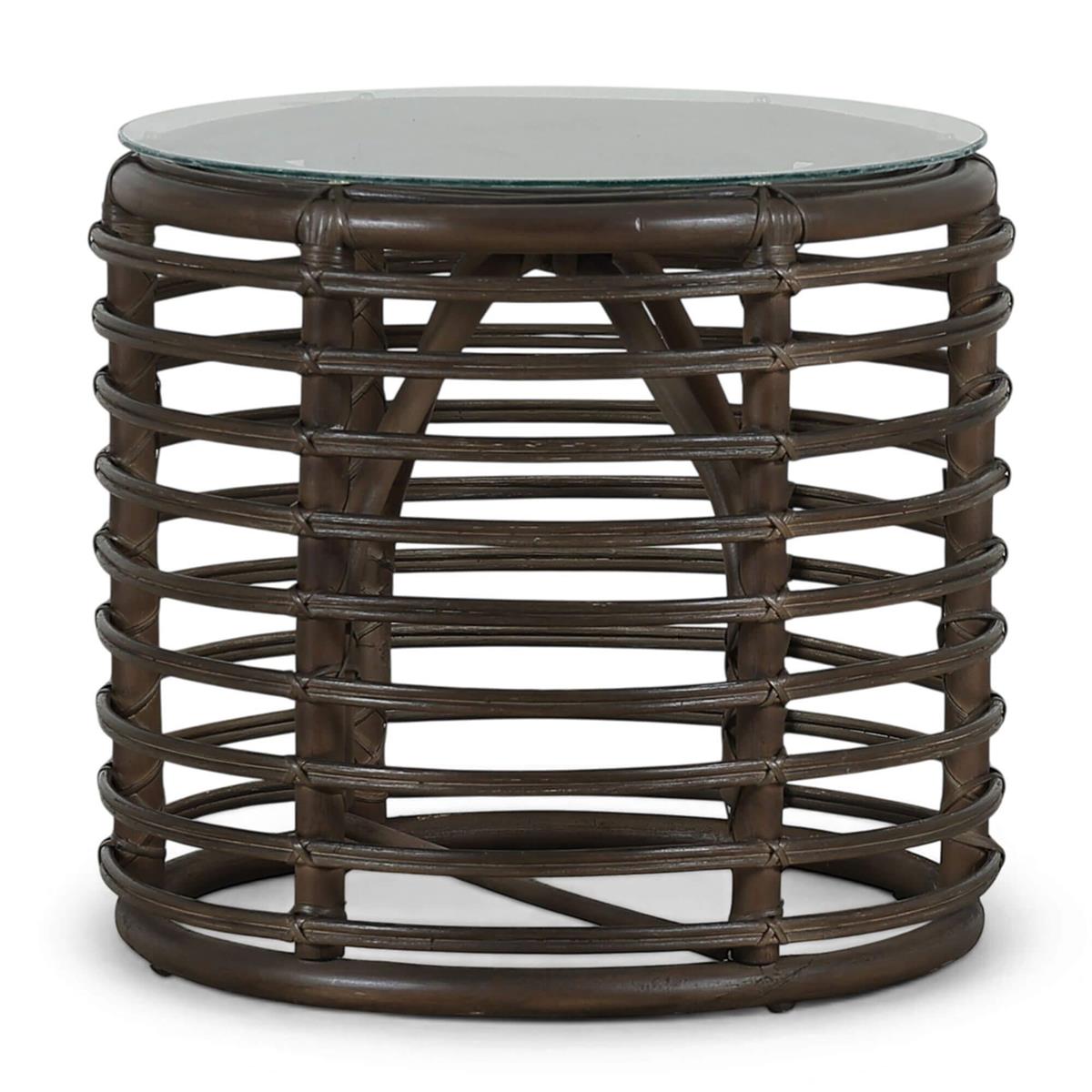 Bramble Portico Rattan Side Table with Glass Top - supplier example in WLT