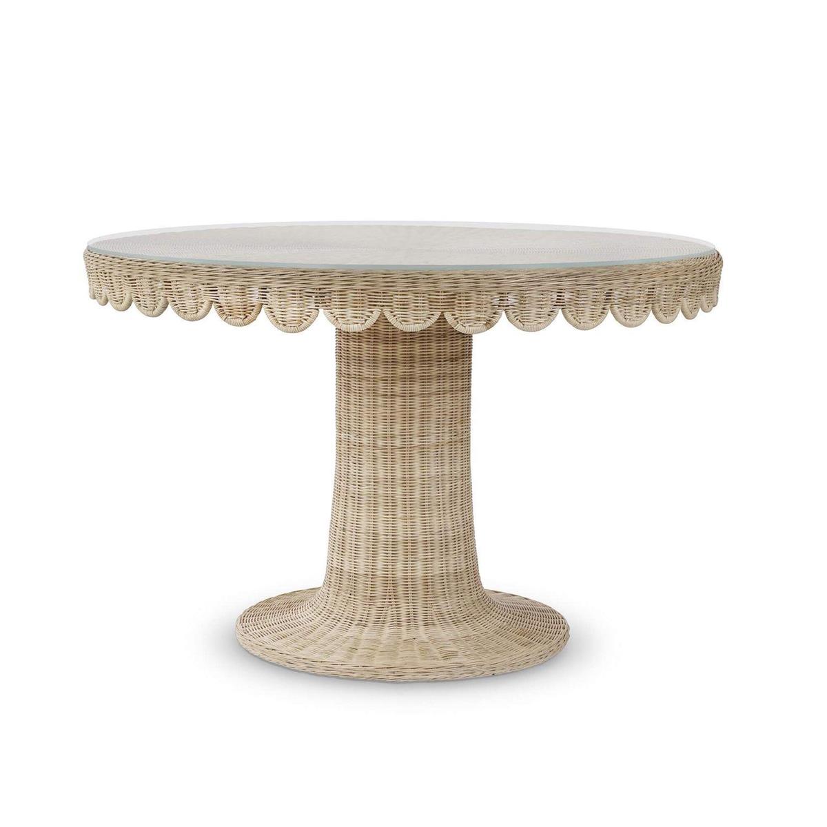 Bramble Scalloped Round Rattan Dining Table 48" with Tempered Glass - supplier example in RNAT