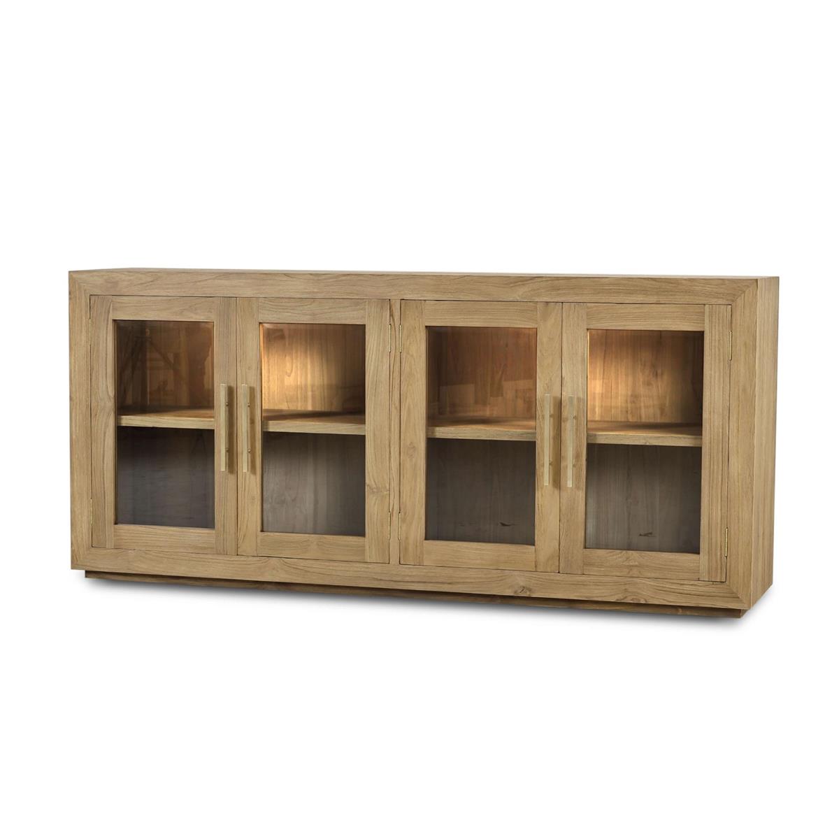 Bramble Tuscan Rustic Distressed 4 Glass Door Sideboard with LED - Teak - supplier example in TNT