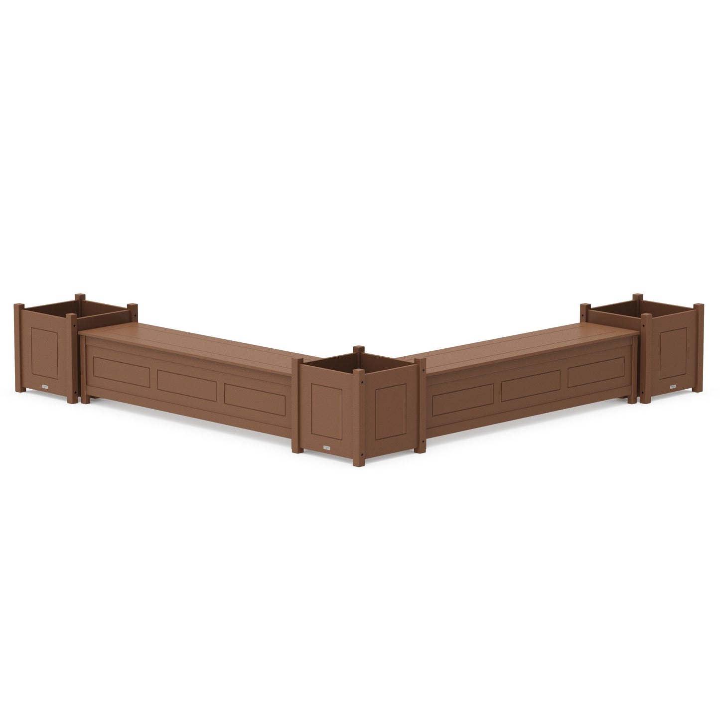 POLYWOOD 72" Country Living L- Shaped Planter Storage Bench Corner Set- Large — Teak