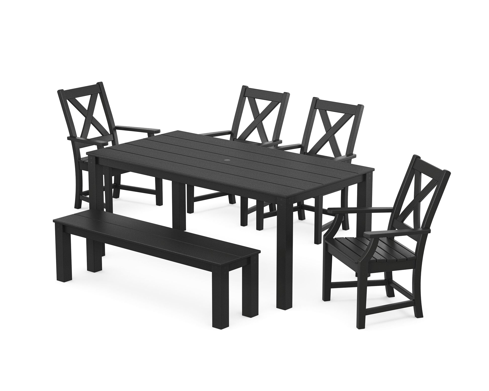 POLYWOOD Braxton 6-Piece Parsons Dining Set with Bench — Black
