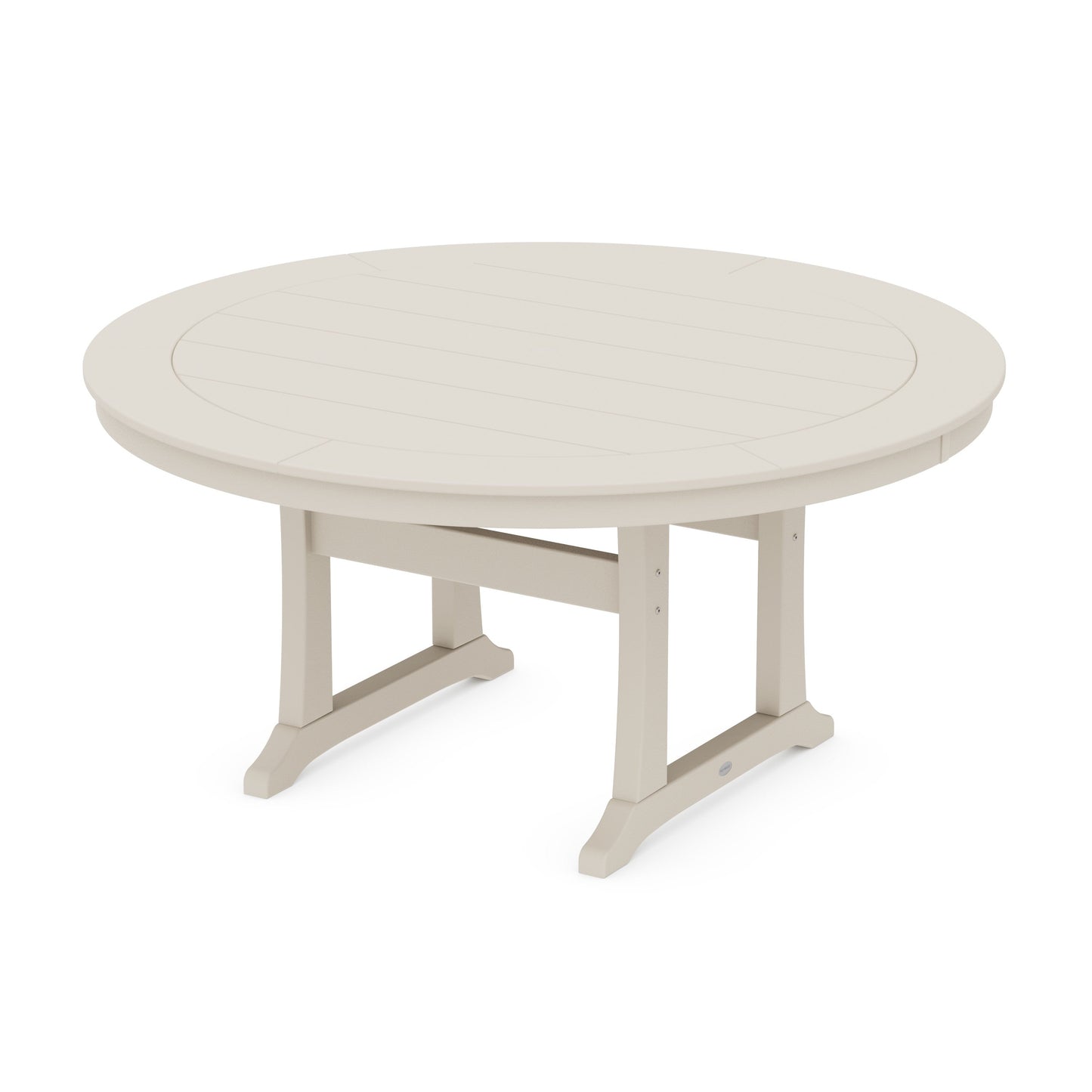 POLYWOOD Nautical Trestle 60" Round Dining Table — Sand
