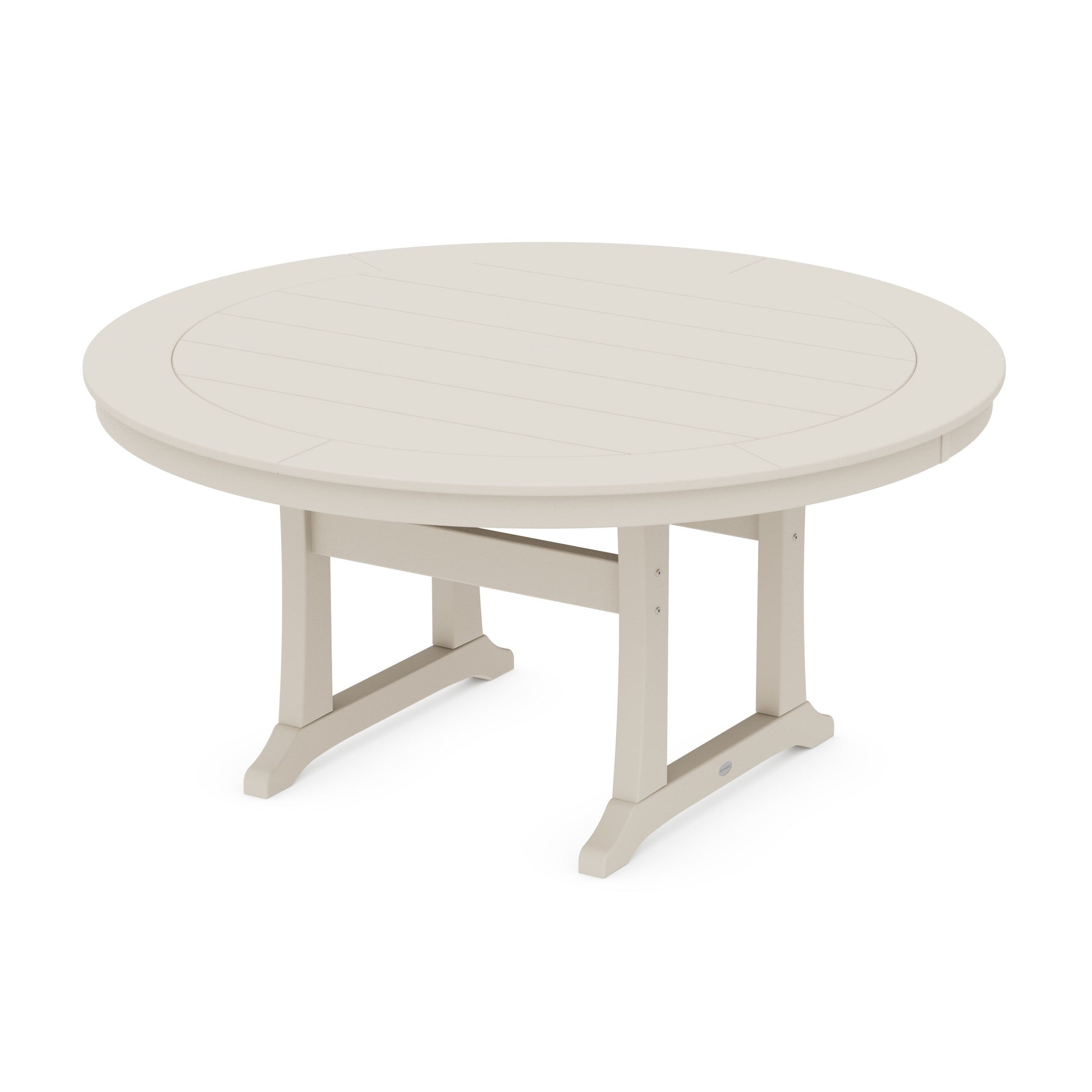 POLYWOOD Nautical Trestle 60" Round Dining Table — Sand