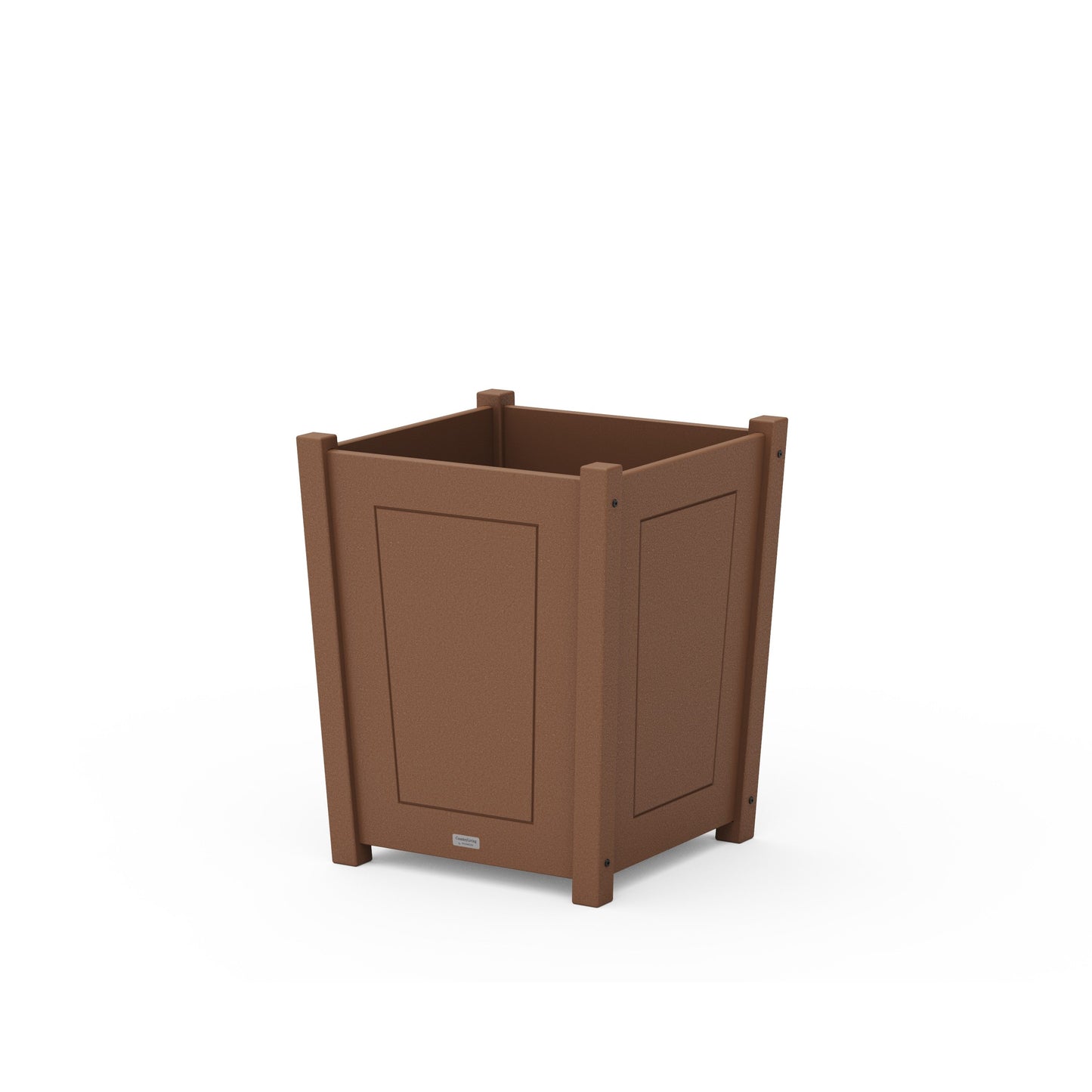 POLYWOOD Country Living Large Tapered Square Short Planter Box — Teak