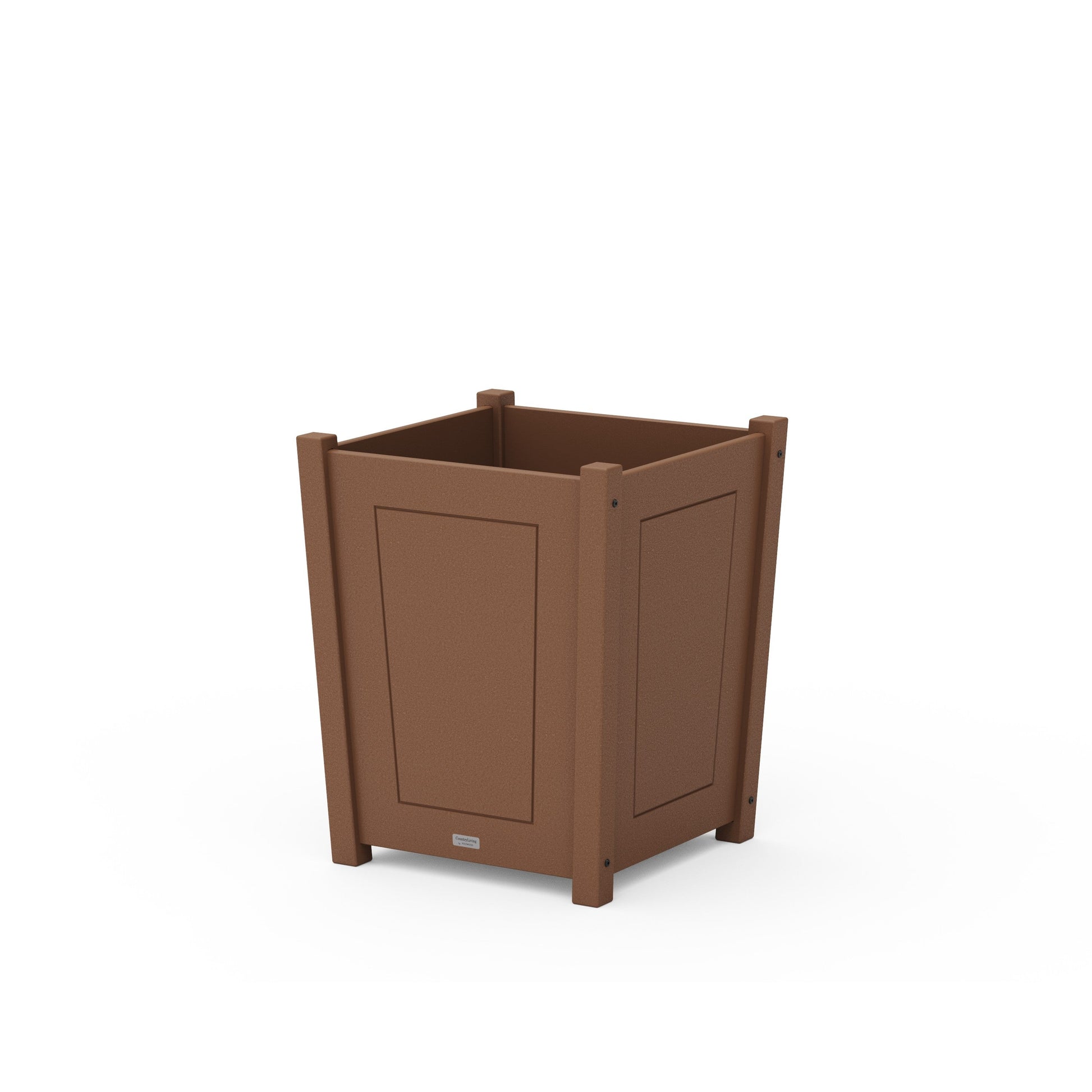 POLYWOOD Country Living Large Tapered Square Short Planter Box — Teak