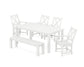 POLYWOOD Braxton 6-Piece Parsons Dining Set with Bench — White