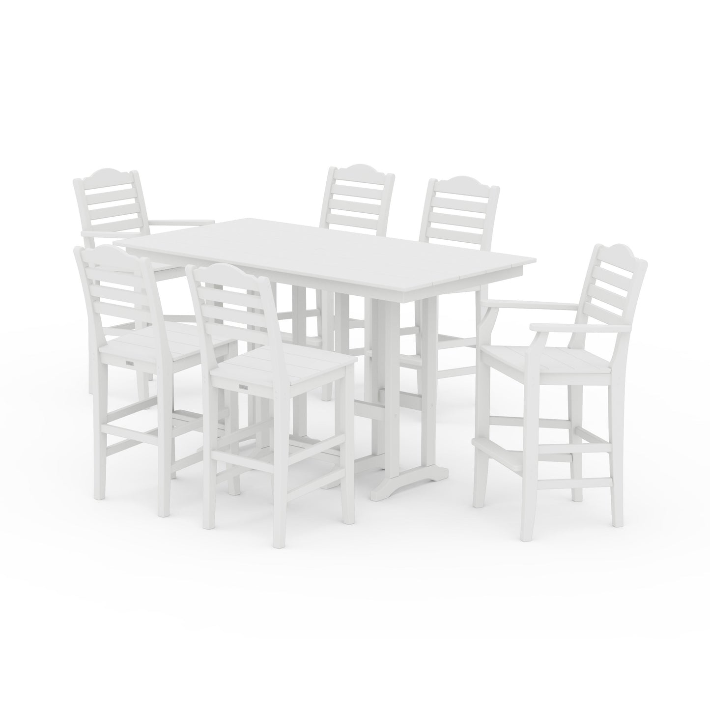 POLYWOOD Savannah 7-Piece Farmhouse Bar Set — White