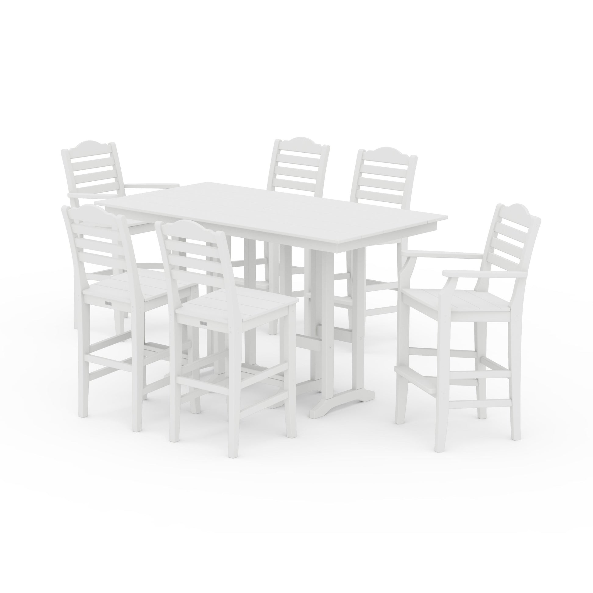 POLYWOOD Savannah 7-Piece Farmhouse Bar Set — White
