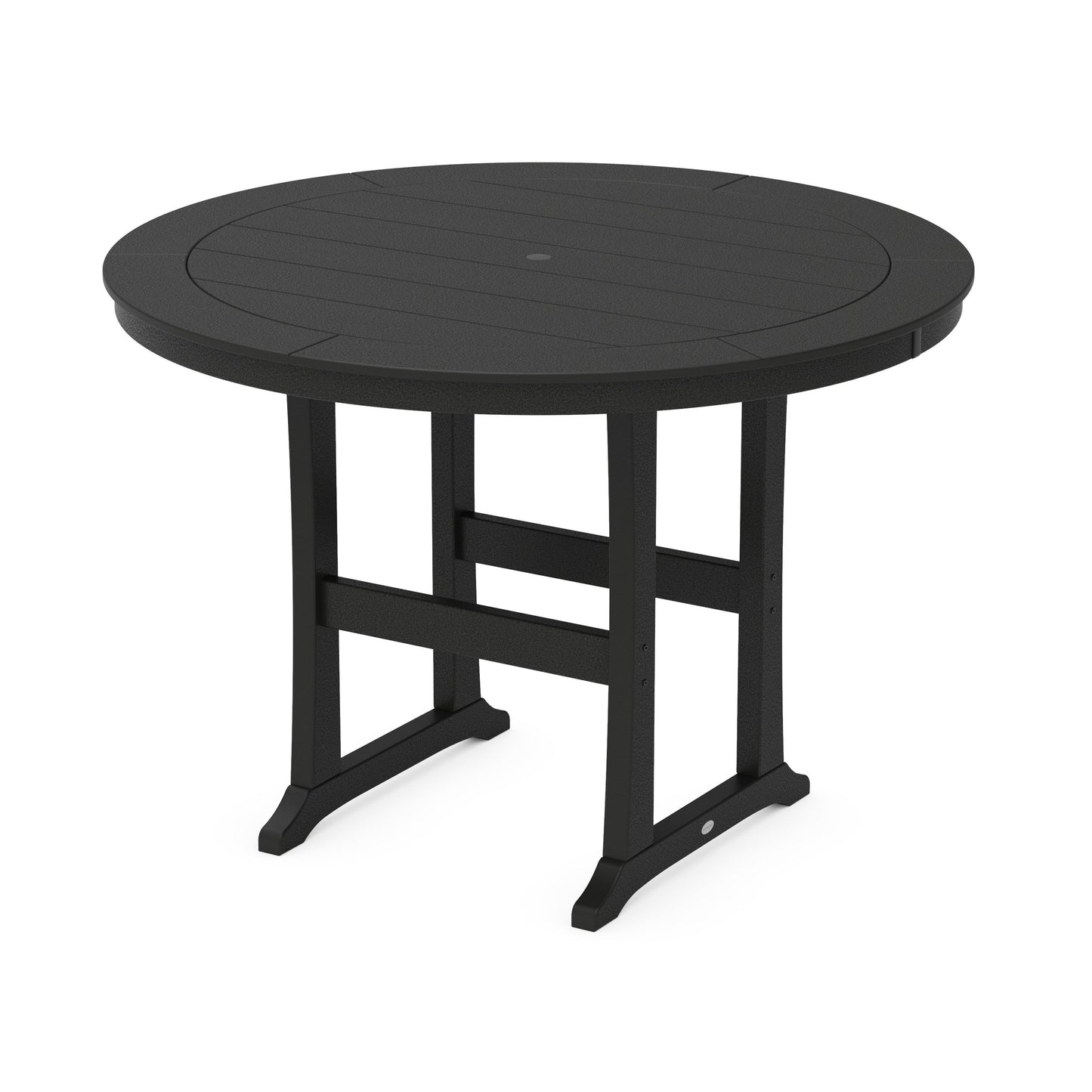 POLYWOOD Nautical Trestle 60" Round Bar Table — Black