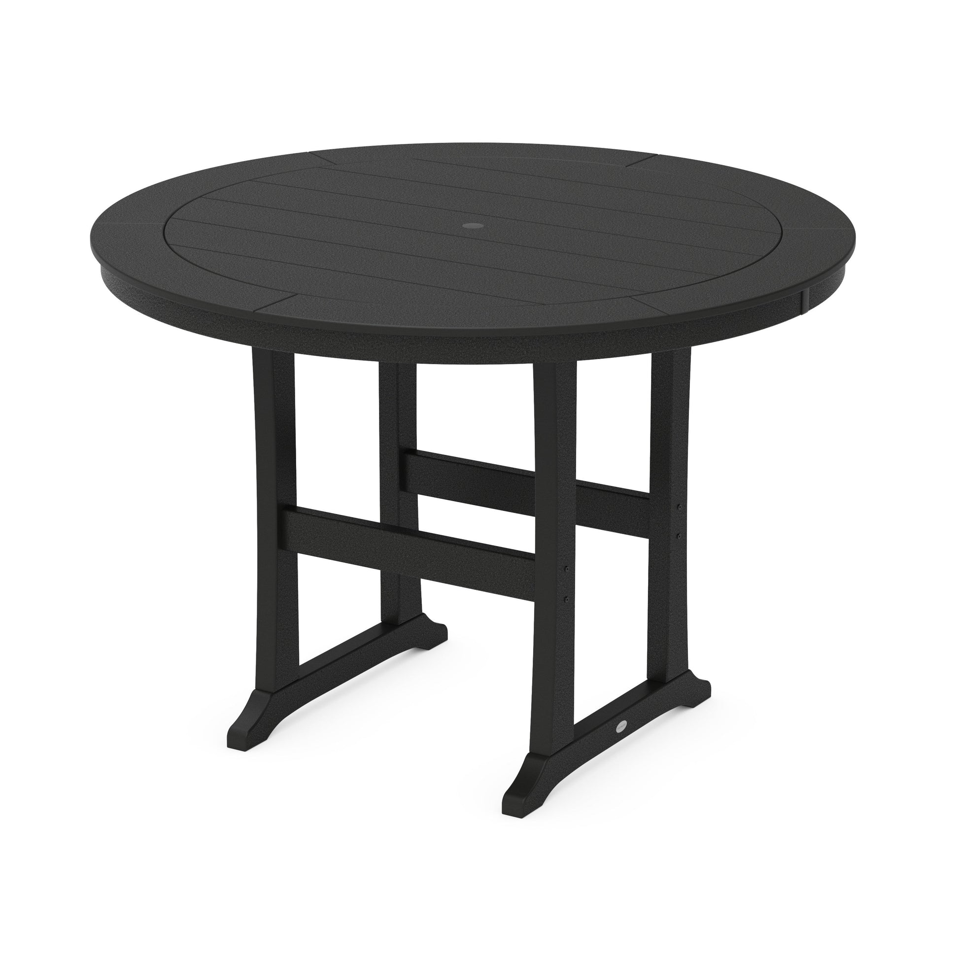 POLYWOOD Nautical Trestle 60" Round Bar Table — Black