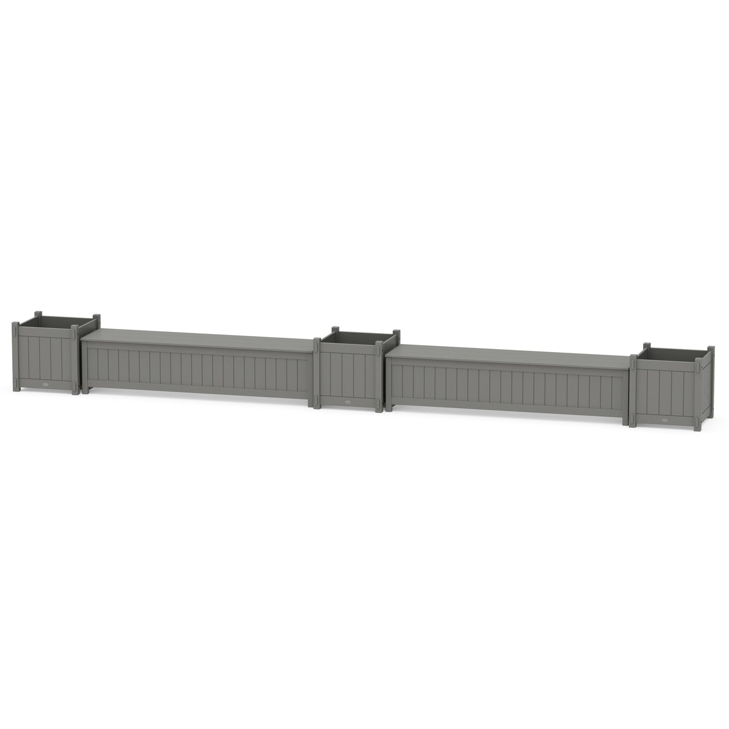 POLYWOOD 72" Vineyard Straight Double Planter Storage Bench Set- Large — Slate Grey