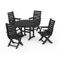 POLYWOOD Captain Folding Chair 5-Piece Round Dining Set — Black