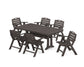 POLYWOOD Nautical Lowback 7-Piece Dining Set with Trestle Legs — Vintage Coffee