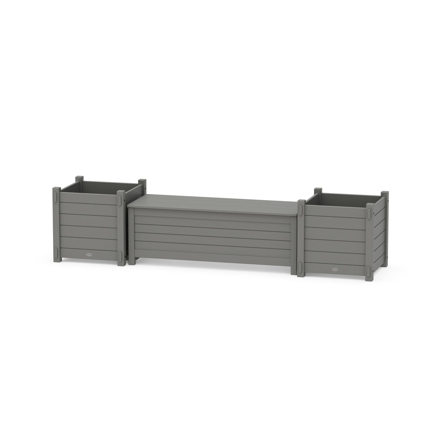 POLYWOOD 48" Nautical Straight Planter Storage Bench Set- Large — Slate Grey