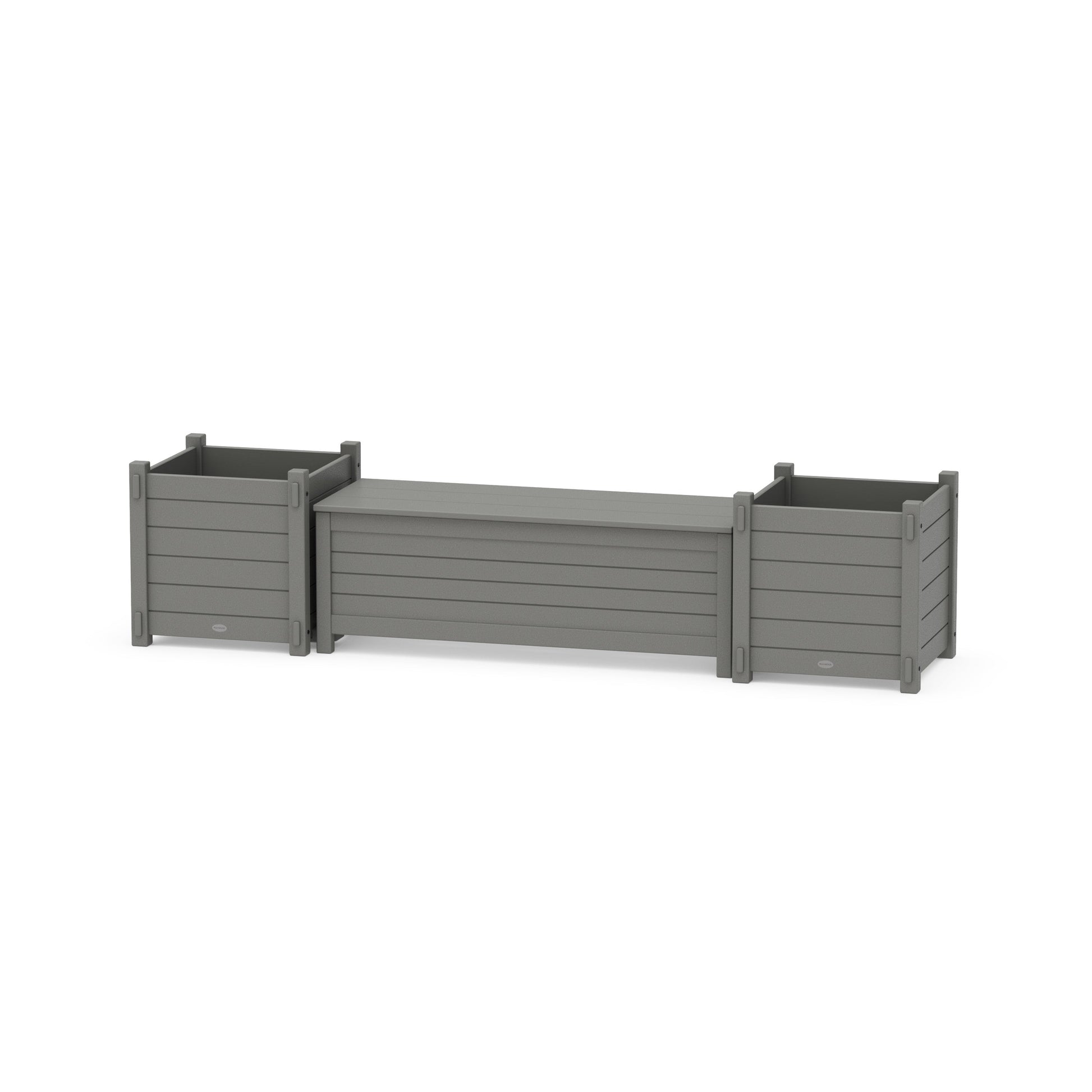 POLYWOOD 48" Nautical Straight Planter Storage Bench Set- Large — Slate Grey