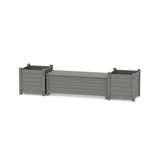 POLYWOOD 48" Nautical Straight Planter Storage Bench Set- Large — Slate Grey