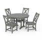 POLYWOOD Braxton Side Chair 5-Piece Round Dining Set With Trestle Legs — Slate Grey