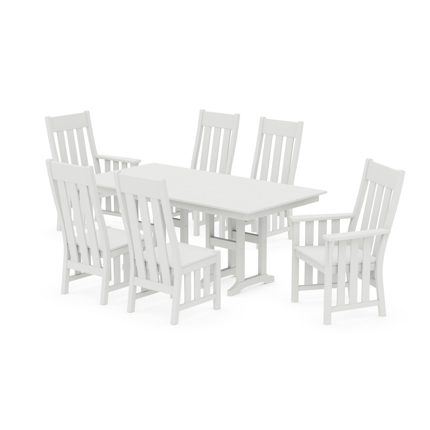 POLYWOOD Acadia 7-Piece Farmhouse Dining Set — Vintage White