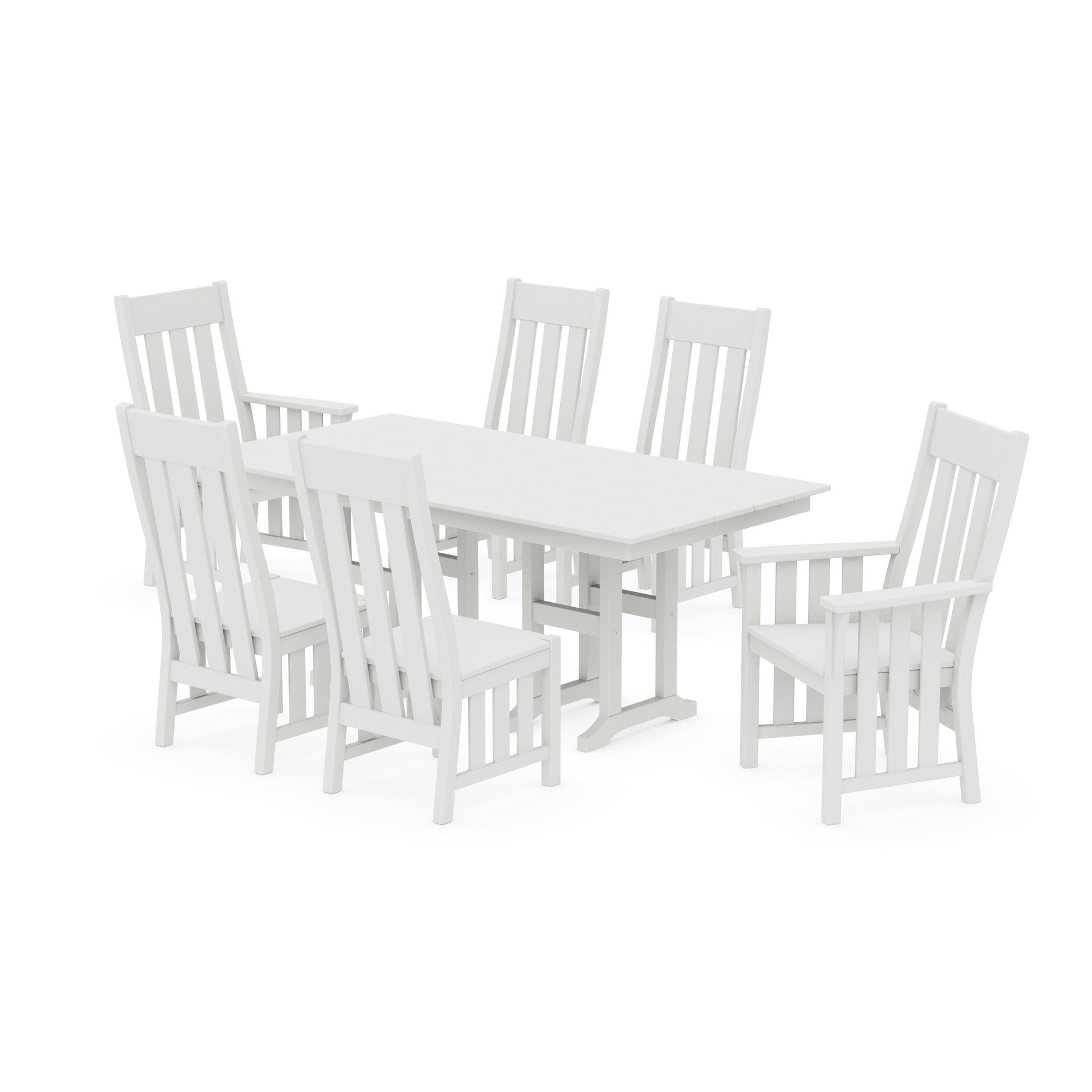POLYWOOD Acadia 7-Piece Farmhouse Dining Set — Vintage White