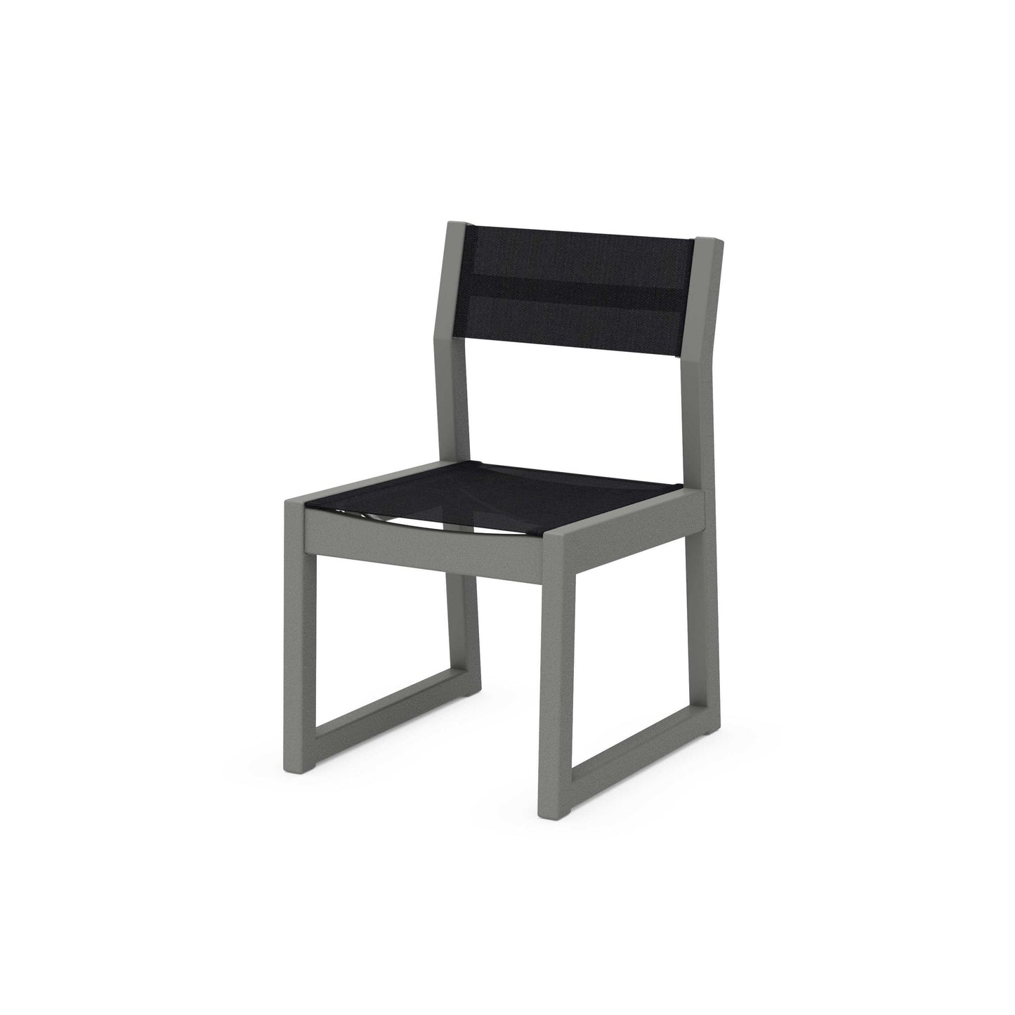 POLYWOOD EDGE Sling Dining Side Chair — Slate Grey / Black Sling