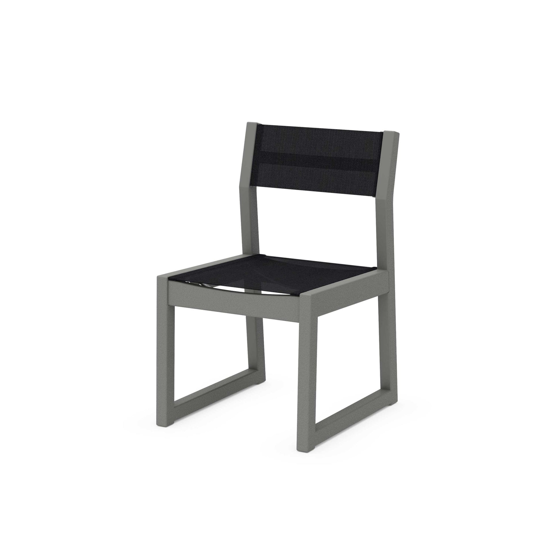 POLYWOOD EDGE Sling Dining Side Chair — Slate Grey / Black Sling