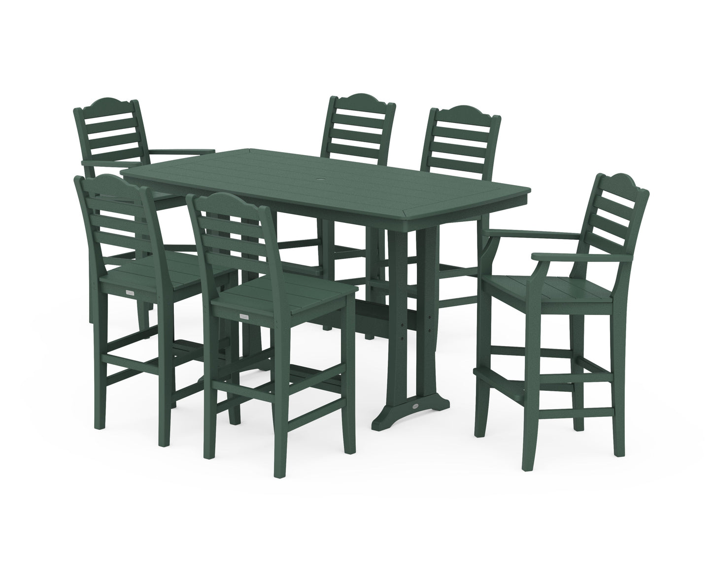 POLYWOOD Savannah 7-Piece Bar Set with Trestle Legs — Green