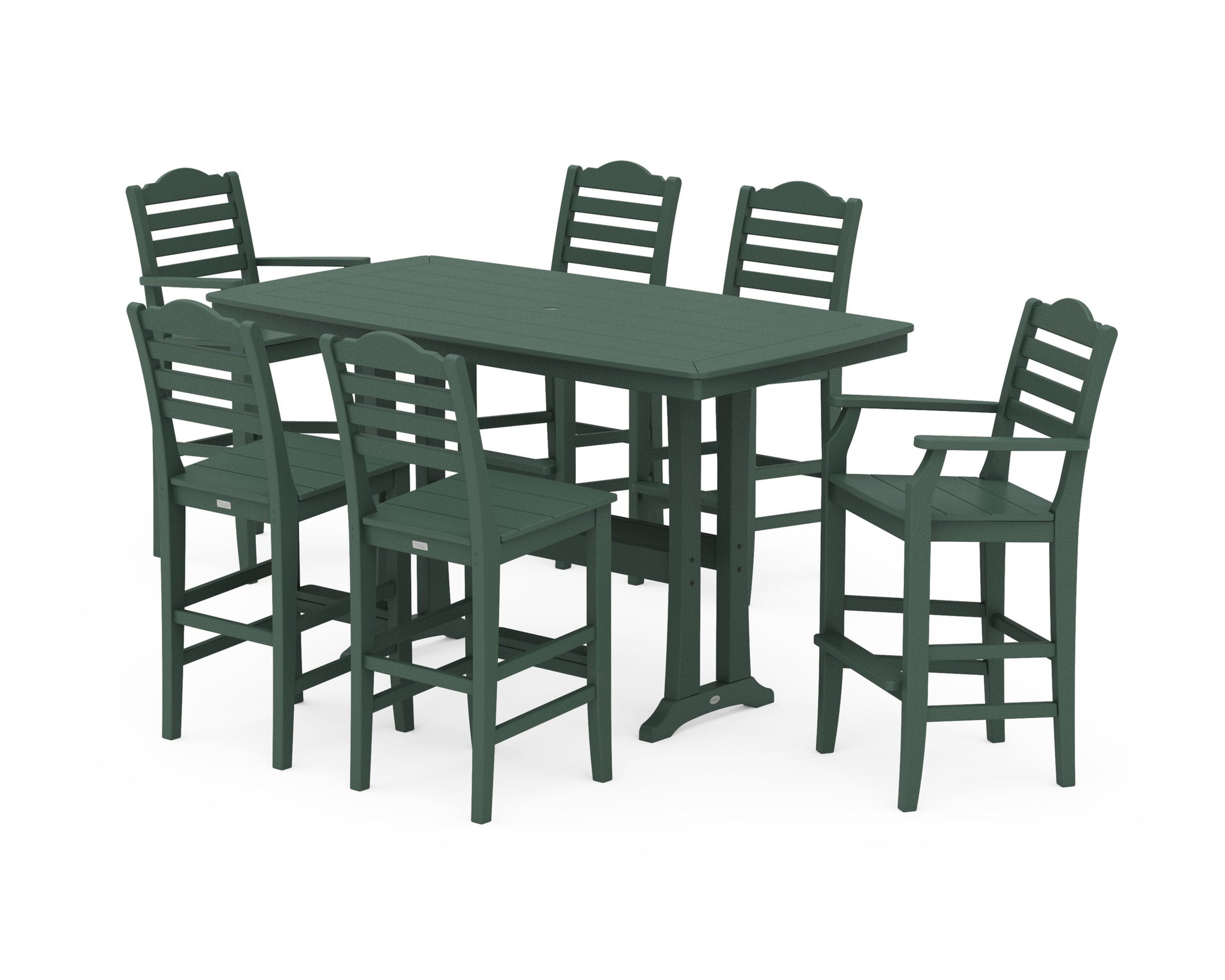 POLYWOOD Savannah 7-Piece Bar Set with Trestle Legs — Green