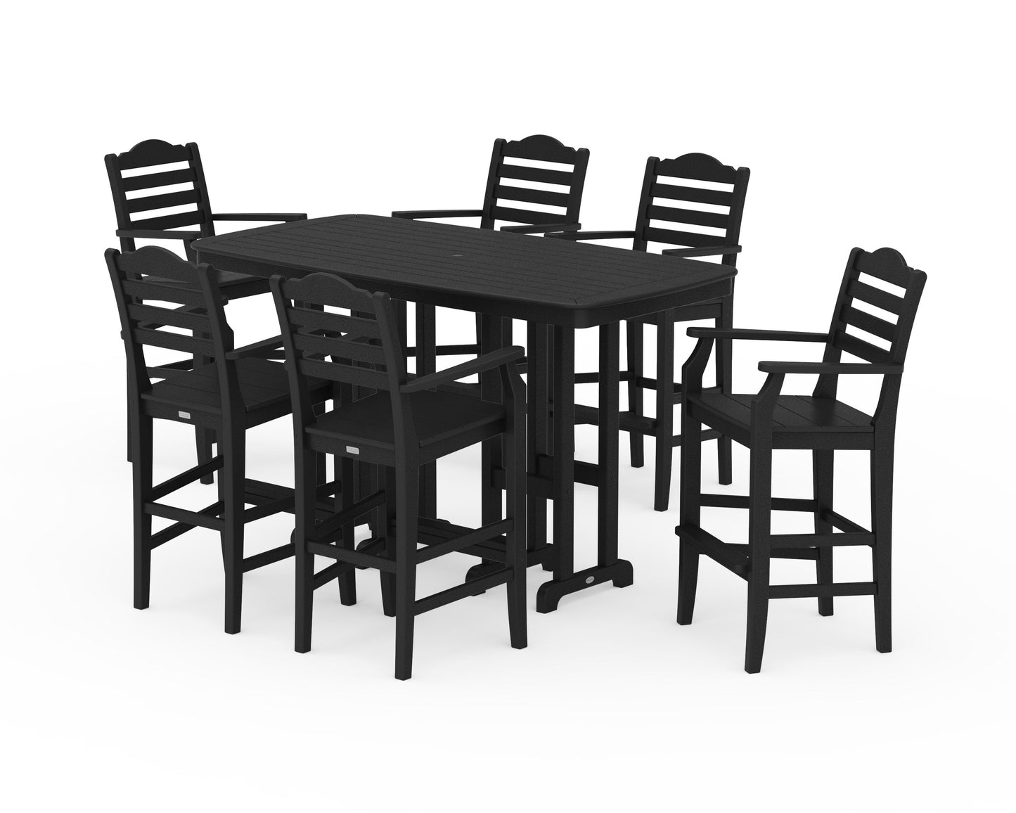 POLYWOOD Savannah Arm Chair 7-Piece Bar Set — Black