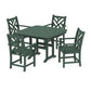 POLYWOOD Chippendale 5-Piece Dining Set with Trestle Legs — Green